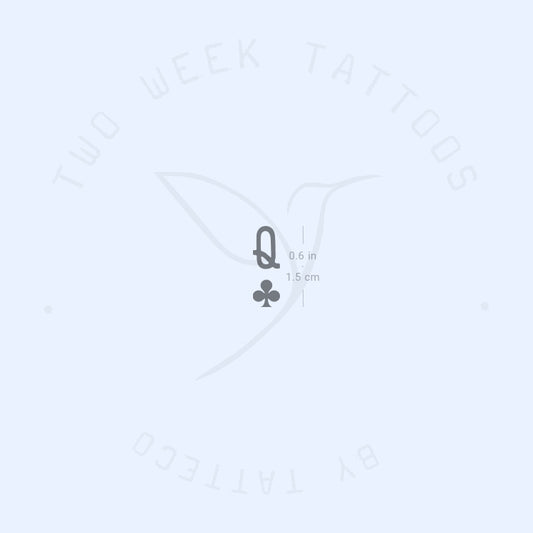 Tatuaje semipermanente pequeño de la Reina de Tréboles (juego de 2)