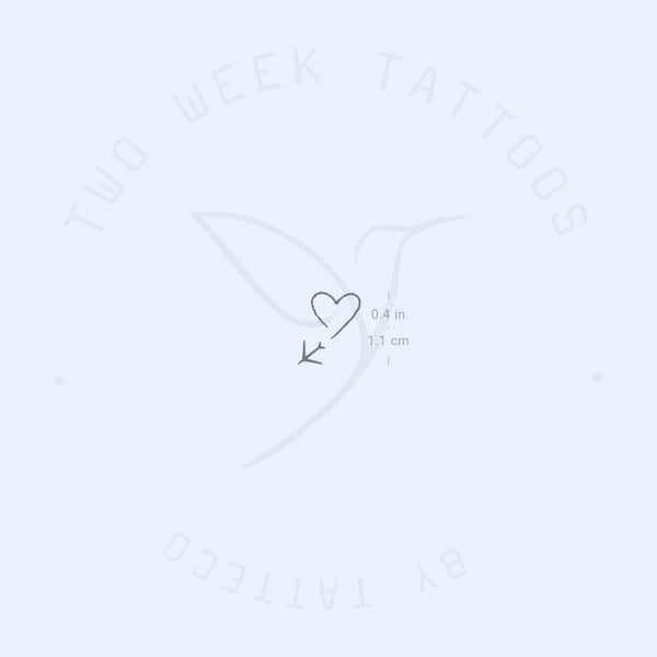 Tiny Airplane And Heart Semi-Permanent Tattoo - Set of 2