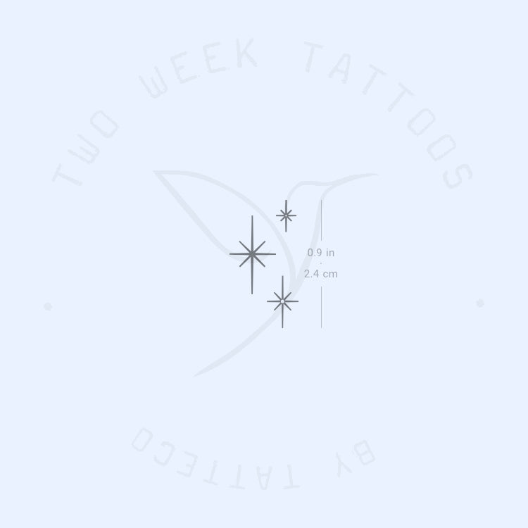 Three Shining Star Sparkles Semi-Permanent Tattoo - Set of 2
