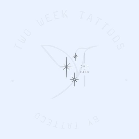 Tatuaje semipermanente de tres estrellas brillantes (juego de 2)