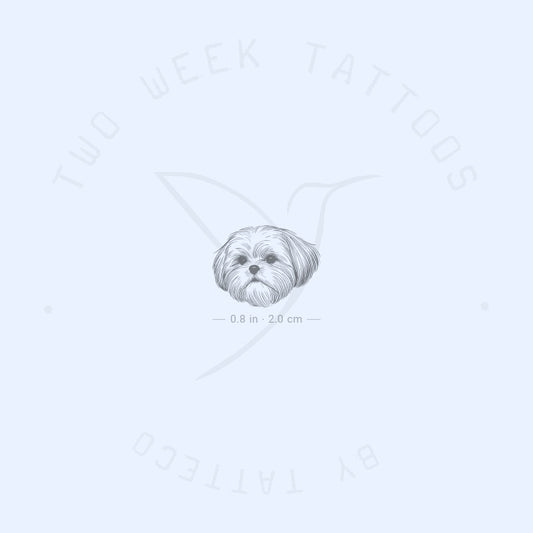 Fine Line Shih Tzu Portrait Semi-Permanent Tattoo - Set of 2