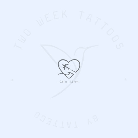 Tatuaje semipermanente de corazón, avión y ola (juego de 2)