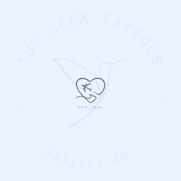 Heart, Airplane And Wave Semi-Permanent Tattoo - Set of 2