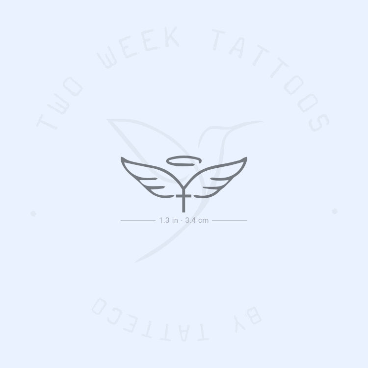 Wings, Cross And Halo Semi-Permanent Tattoo - Set of 2