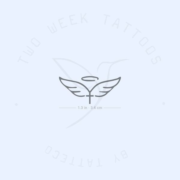 Wings, Cross And Halo Semi-Permanent Tattoo - Set of 2