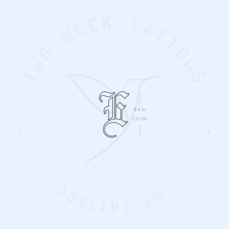 E Gothic Outline Semi-Permanent Tattoo - Set of 2