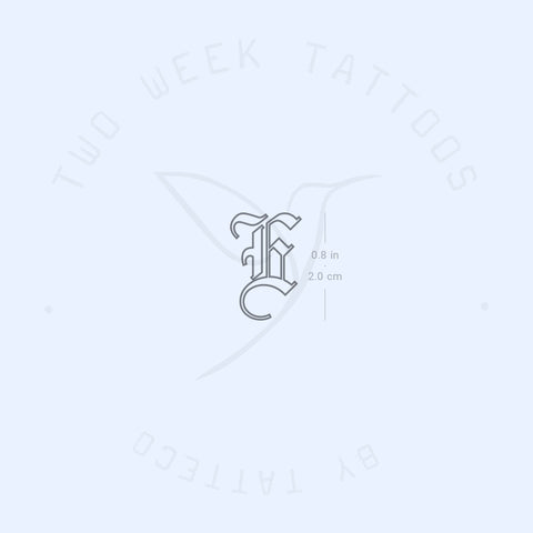 E Gothic Outline Semi-Permanent Tattoo - Set of 2