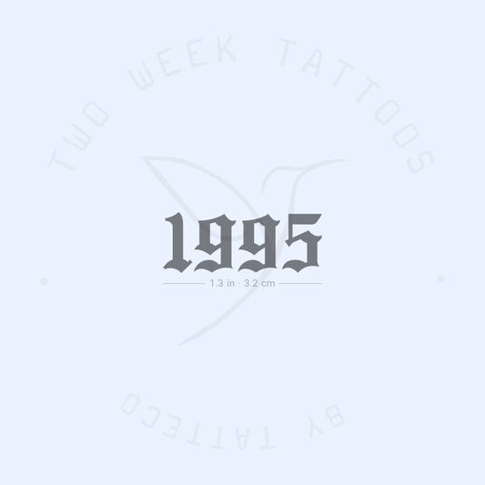 Tatuaje semipermanente gótico del año de nacimiento 1995 (juego de 2)