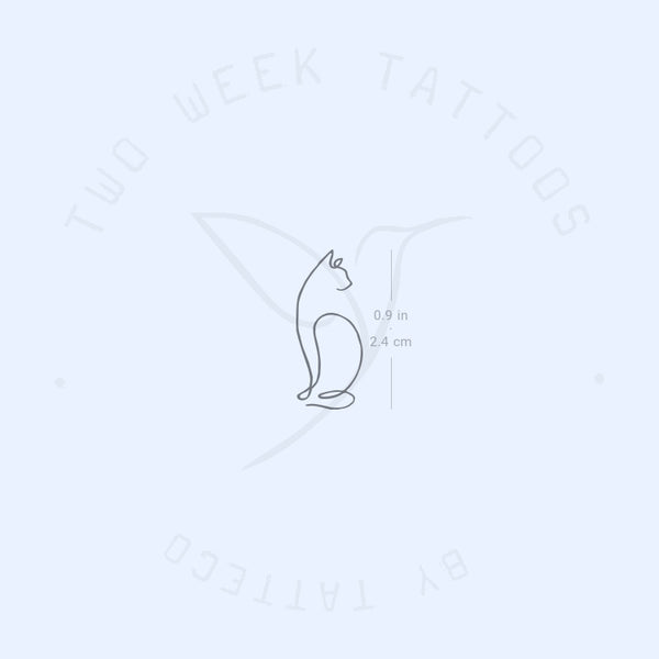 One Line Cat Semi-Permanent Tattoo - Set of 2