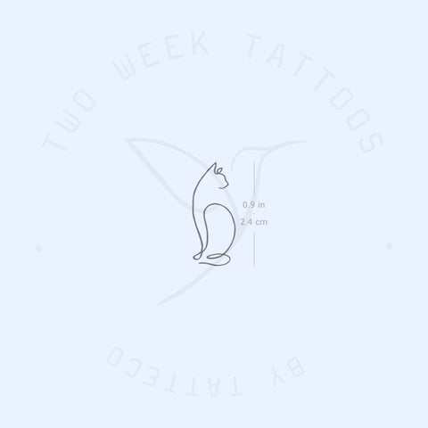 One Line Cat Semi-Permanent Tattoo - Set of 2