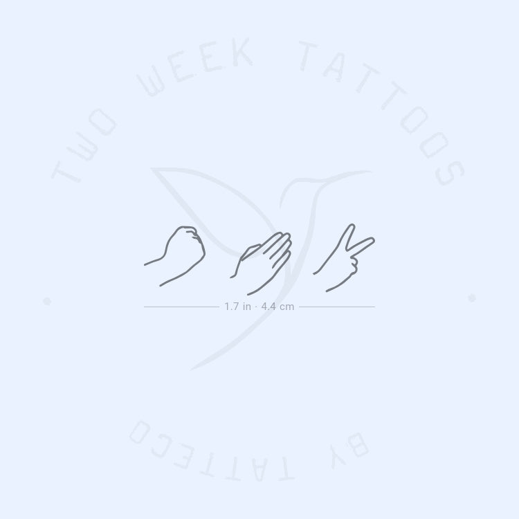 Rock Paper Scissors Hand Gestures Semi-Permanent Tattoo - Set of 2