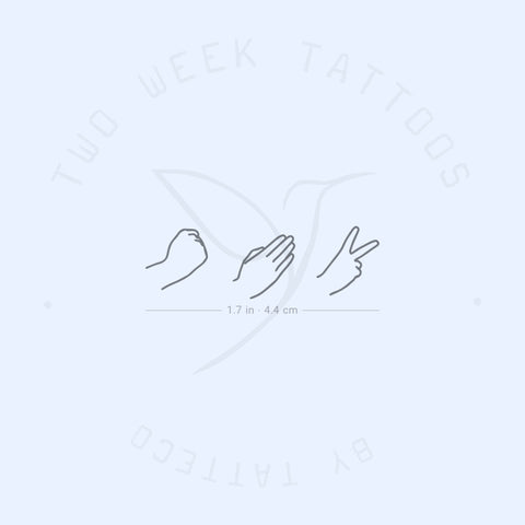 Rock Paper Scissors Hand Gestures Semi-Permanent Tattoo - Set of 2