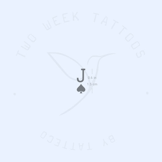 Tatuaje semipermanente pequeño de jota de picas (juego de 2)