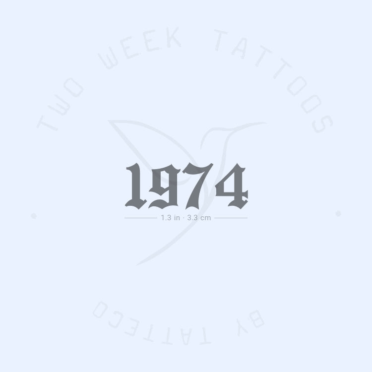 Tatuaje semipermanente gótico del año de nacimiento 1974 (juego de 2)