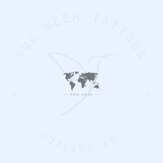 Tatuaje semipermanente de mapa del mundo pequeño (juego de 2)