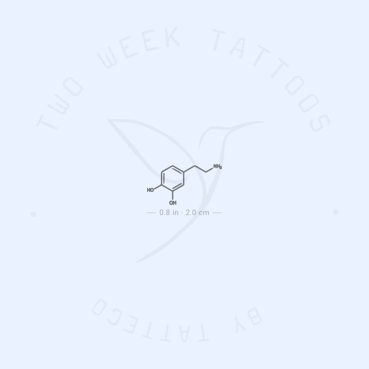 Small Dopamine Chemical Structure Semi-Permanent Tattoo - Set of 2
