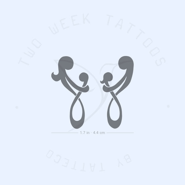 Small Parents And Children Symbol Semi-Permanent Tattoo - Set of 2