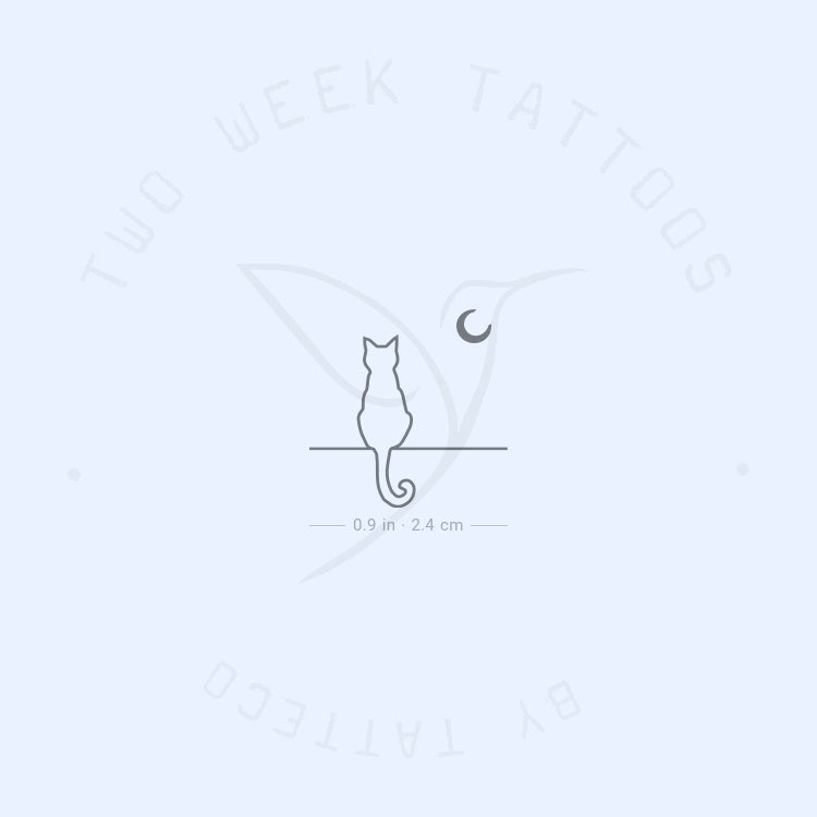 Cat Looking At The Moon Semi-Permanent Tattoo - Set of 2