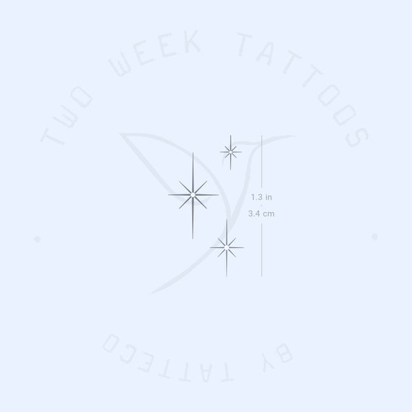 Three Shinning Sparkles Semi-Permanent Tattoo - Set of 2