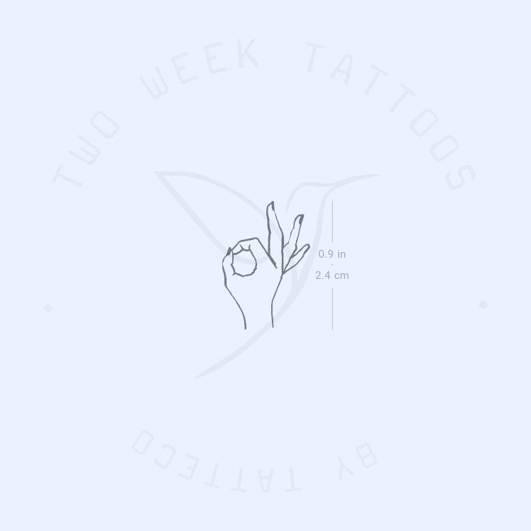 Small Ok Gesture Semi-Permanent Tattoo - Set of 2