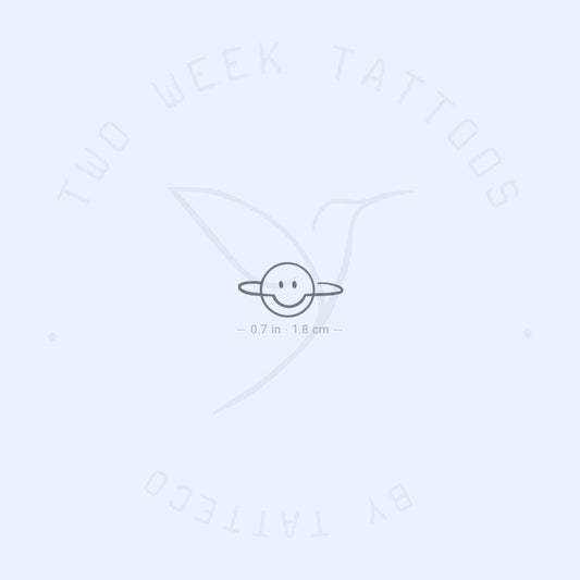 Tatuaje semipermanente de Saturno sonriente - Juego de 2
