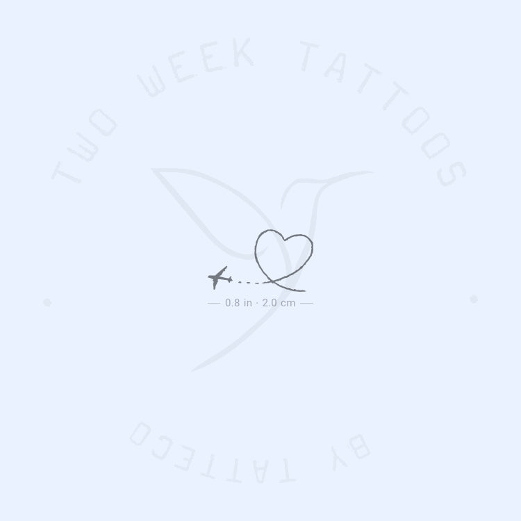 Airplane And Heart Semi-Permanent Tattoo - Set of 2
