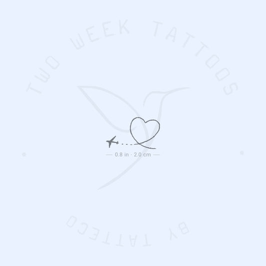 Airplane And Heart Semi-Permanent Tattoo - Set of 2
