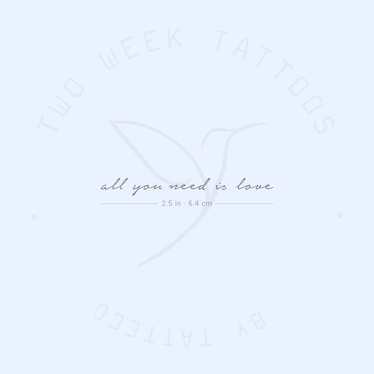 Tatuaje semipermanente "Todo lo que necesitas es amor" - Juego de 2