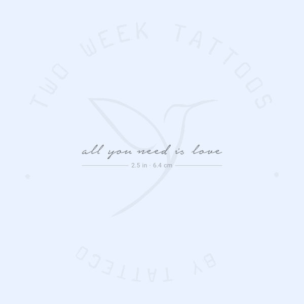 All You Need Is Love Semi-Permanent Tattoo - Set of 2