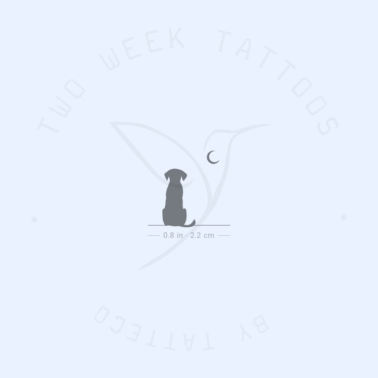 Tatuaje semipermanente de perro mirando a la luna (juego de 2)