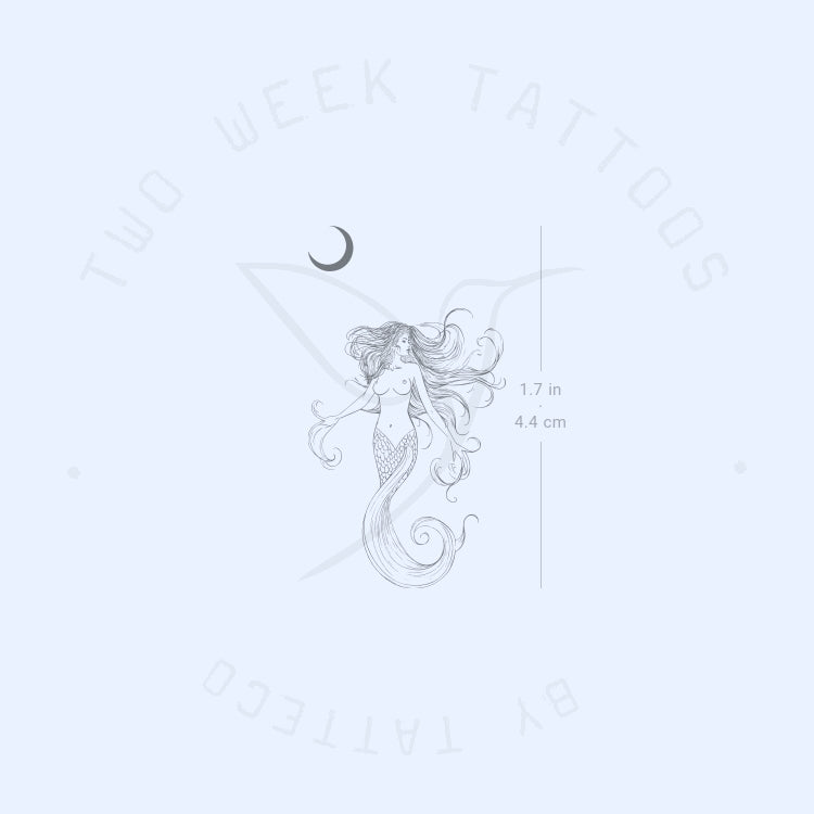 Mermaid And Moon Semi-Permanent Tattoo - Set of 2