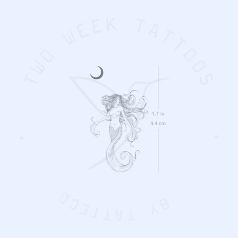 Mermaid And Moon Semi-Permanent Tattoo - Set of 2