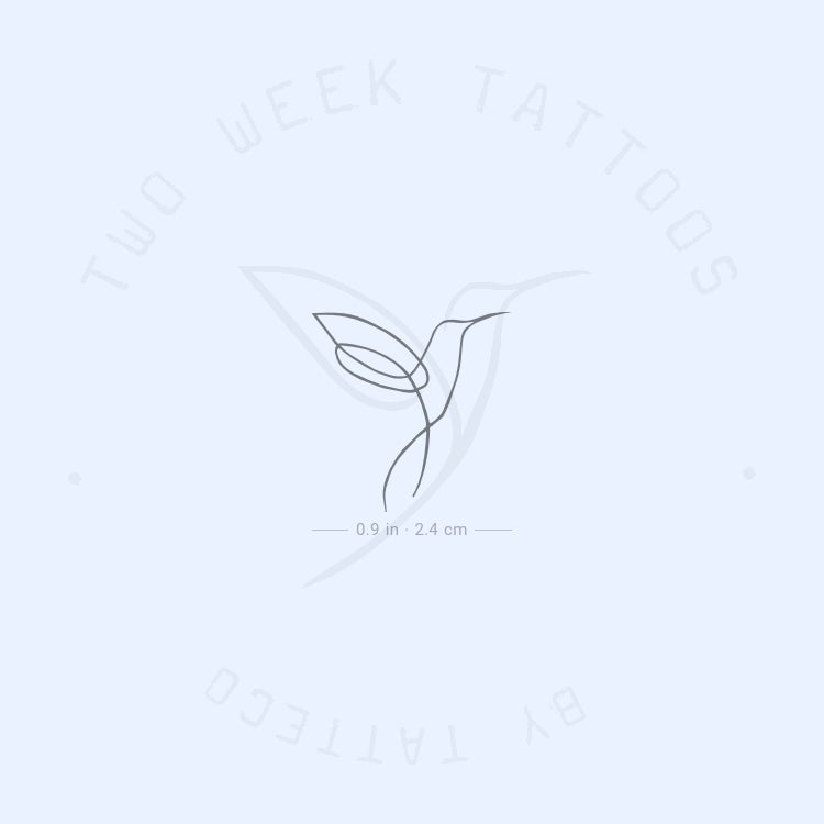 Single Line Hummingbird Semi-Permanent Tattoo - Set of 2
