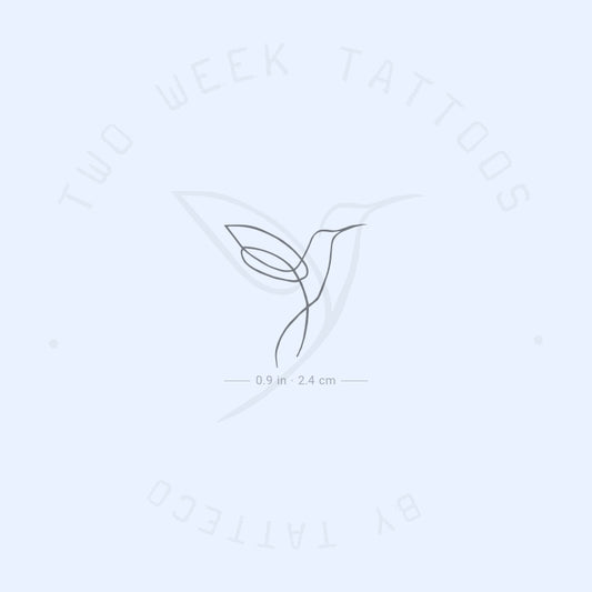 Tatuaje semipermanente de colibrí de una sola línea (juego de 2)