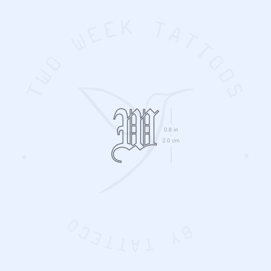 Tatuaje semipermanente de contorno gótico W - Juego de 2