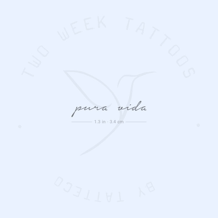 Tatuaje semipermanente Pura Vida en minúsculas - Juego de 2
