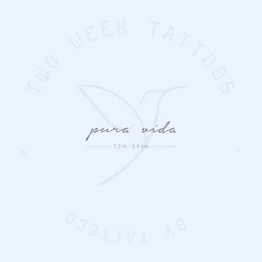 Tatuaje semipermanente Pura Vida en minúsculas - Juego de 2