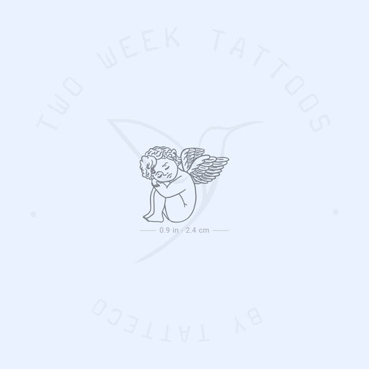 Tatuaje semipermanente de querubín descansando (juego de 2)