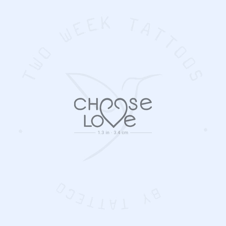 Tatuaje semipermanente pequeño "Choose Love" - ​​Juego de 2