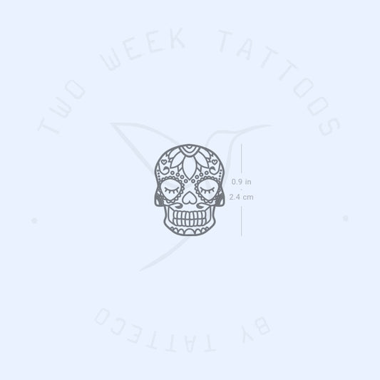 Tatuaje semipermanente de calavera de azúcar (juego de 2)