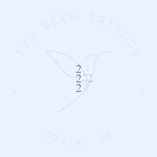 Tatuaje semipermanente vertical minimalista 222 (juego de 2)