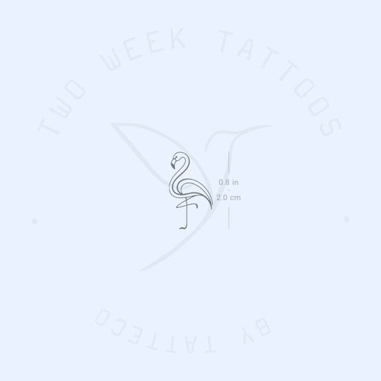 Fine Line Flamingo Semi-Permanent Tattoo - Set of 2