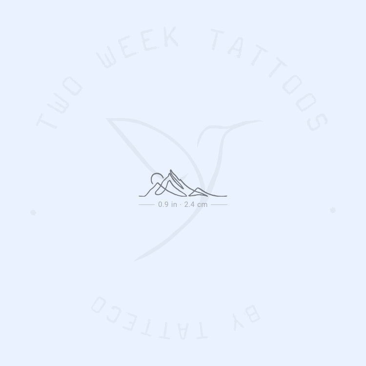 Single Line Mountain Sunset Semi-Permanent Tattoo - Set of 2