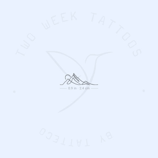 Single Line Mountain Sunset Semi-Permanent Tattoo - Set of 2