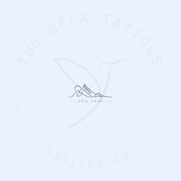 Single Line Mountain Sunset Semi-Permanent Tattoo - Set of 2