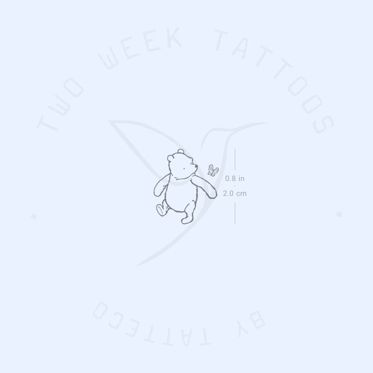 Classic Winnie The Pooh And Butterfly Semi-Permanent Tattoo - Set of 2