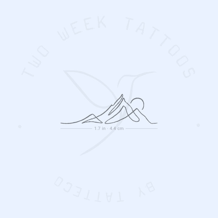 Single Line Mountain Sunrise Semi-Permanent Tattoo - Set of 2