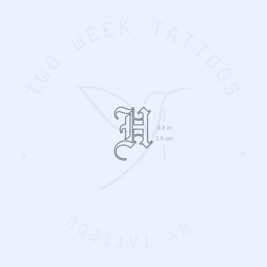 Tatuaje semipermanente de contorno gótico en forma de H (juego de 2)