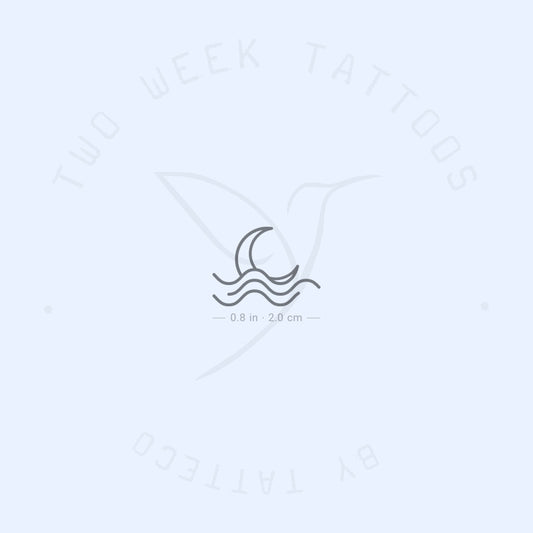 Tatuaje semipermanente de luna marina pequeña - Juego de 2