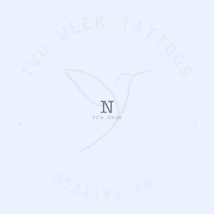 N Typewriter Uppercase Semi-Permanent Tattoo - Set of 2